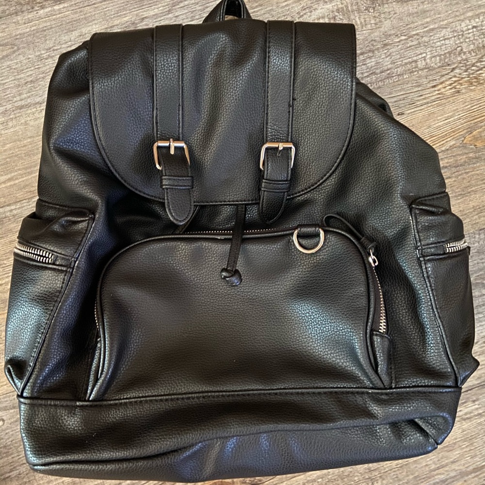 **SOLD**Black Leather BackPack:)